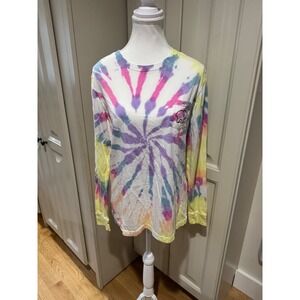 Ivory Ella Tie Dye Long Sleeve T-Shirt‎ Top with Pocket Multicolor Size M